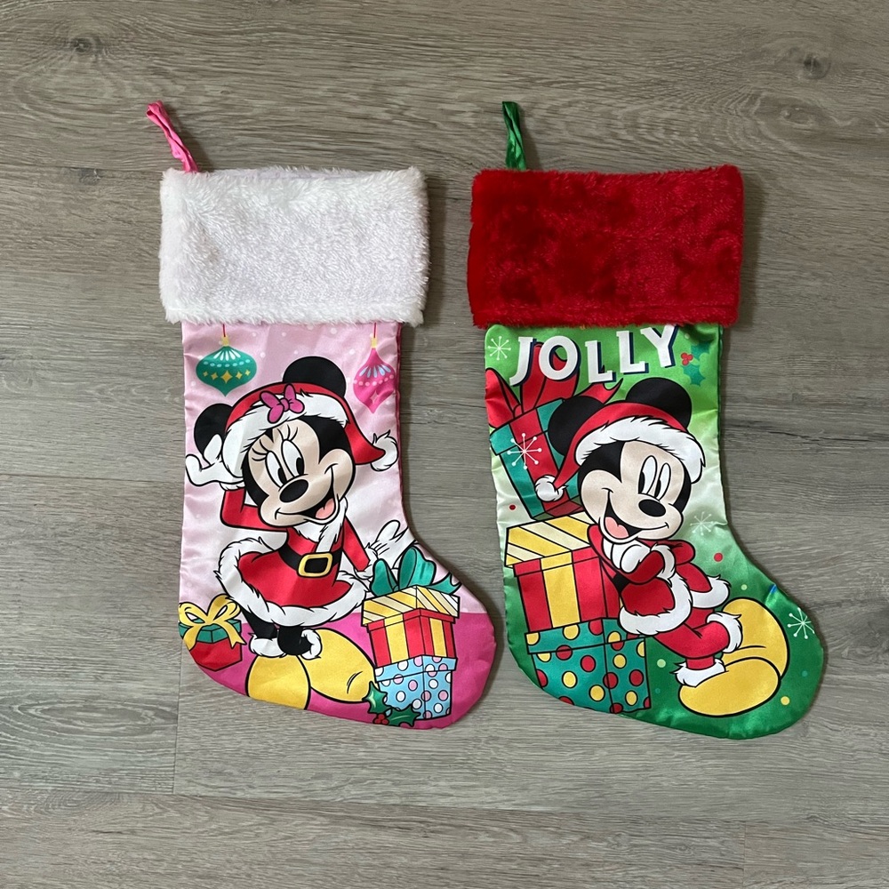 Set of Mickey & Minnie Vintage Style Christmas Stockings